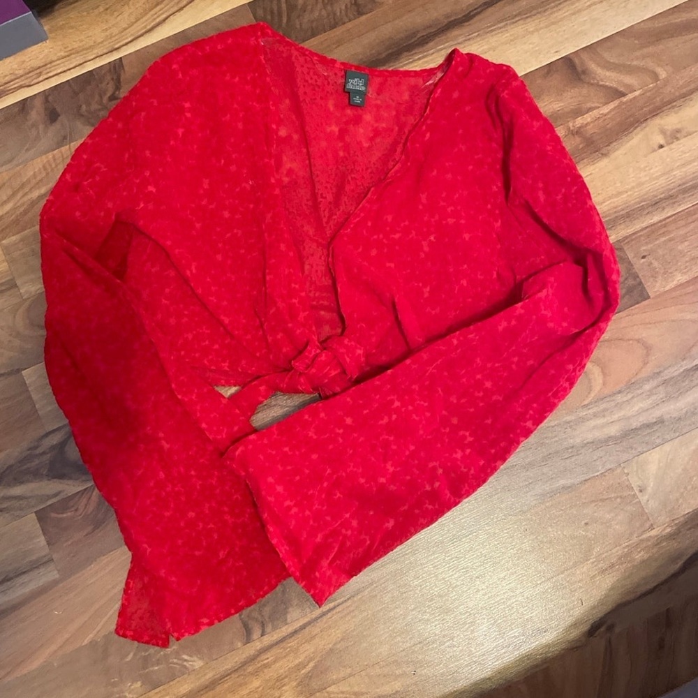 Wild Fable Long Sleeve Velvet Wrap, Size Medium, Red